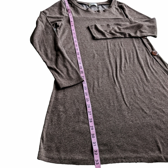 NWOT! iGENJUN L/S Shirt Dress Button Accents Asymmetrical Hem - Picture 8 of 12